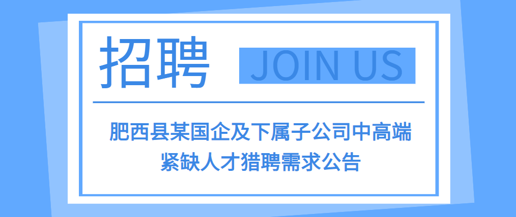 关于肥西县某国企及下属子公司中高端 紧缺人才猎聘